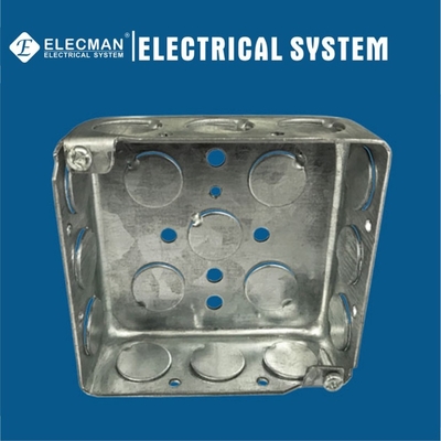 Galvanised Square Metallic Outlet Box Steel Metal Electrical Box 4"X 4"X 1-1/2"