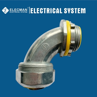 90 Degree Zinc Flexible Conduit Connector 2 Inch Liquid Tight Conduit Fittings