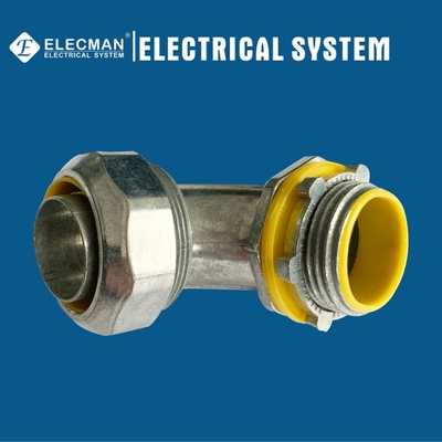 90 Degree Zinc Flexible Conduit Connector 2 Inch Liquid Tight Conduit Fittings