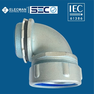 IEC 61386 90 Degree Liquid Tight Angle Connector Zinc For Flexible Conduit