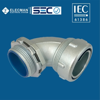 IEC 61386 90 Degree Liquid Tight Angle Connector Zinc For Flexible Conduit
