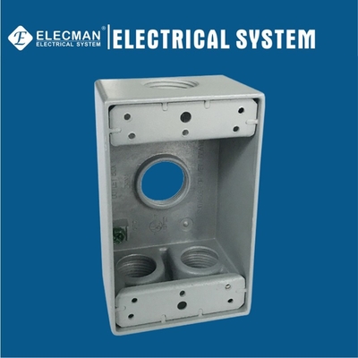 Square 1 Gang Outdoor Electrical Weatherproof Box Aluminum With 4 Outlet Holes