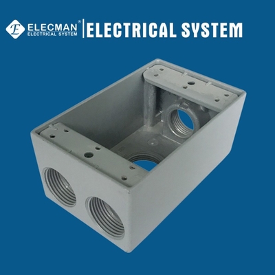 Square 1 Gang Outdoor Electrical Weatherproof Box Aluminum With 4 Outlet Holes