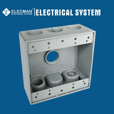 GFCI Electrical Aluminum 2 Gang Box Weatherproof Outlet Box With 5 Outlet Holes