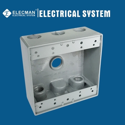 GFCI Electrical Aluminum 2 Gang Box Weatherproof Outlet Box With 5 Outlet Holes