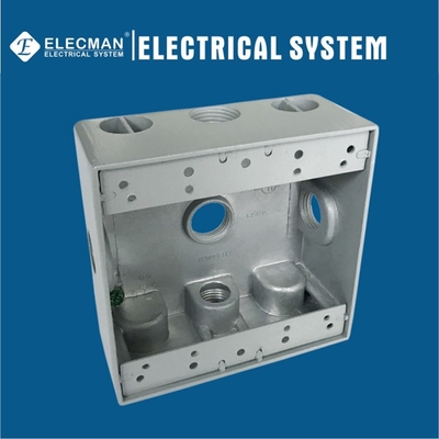 2 Gang Electrical Weatherproof Outlet Boxes Aluminum Metal Receptacle Box With 5 X-Config Outlet Holes