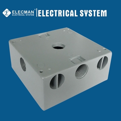 2 Gang Electrical Weatherproof Outlet Boxes Aluminum Metal Receptacle Box With 5 X-Config Outlet Holes