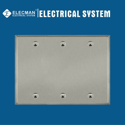 3 Gang Blank Receptacle Electrical Duplex Outlet Cover Aluminum