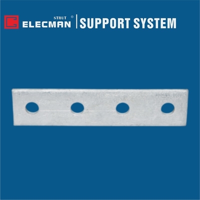 Plain Galvanized Steel Strut Flat Fittings Four Holes Splice Plates