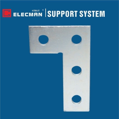 Electro Galvanized Steel Strut Flat Fittings Four Holes L Angle Plate 5-3/8" * 3-1/2"