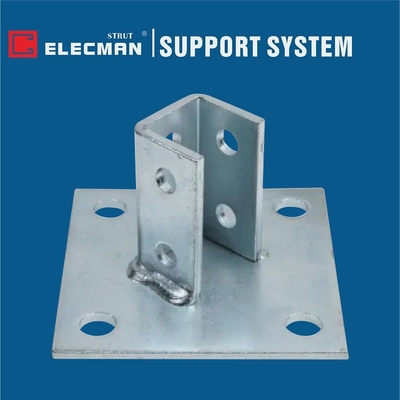 2 Hole Single Colum Double Level Strut Post Base Galvanized Steel