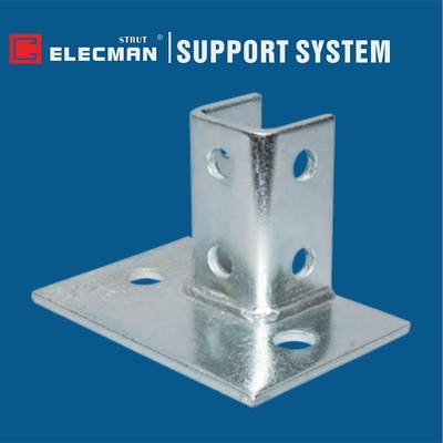 Single Channel Square Flanged 2 Hole Strut Base Galvanized Stainless Steel