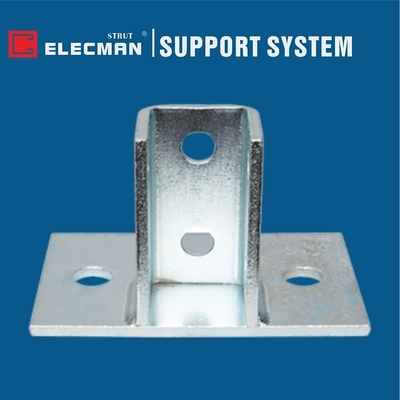Single Channel Square Flanged 2 Hole Strut Base Galvanized Stainless Steel