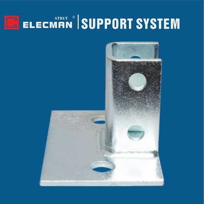 Single Channel Square Flanged 2 Hole Strut Base Galvanized Stainless Steel