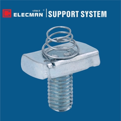 Hot Dipped Galvanized Steel Strut Short Spring Channel Nuts With Stud