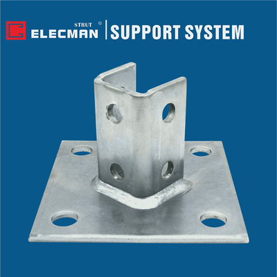 2 Hole Single Colum Double Level Strut Post Base Galvanized Steel