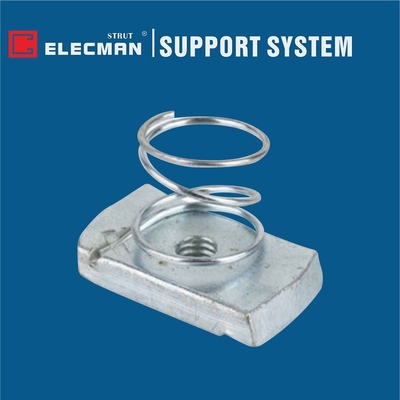 ELECMAN Strut Channel Nuts Electro Galvanized Steel With Short Spring