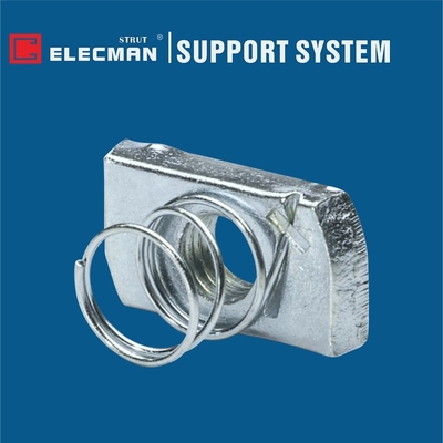 ELECMAN Strut Channel Nuts Electro Galvanized Steel With Short Spring
