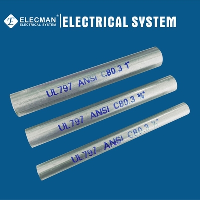 ANSI 80.3 UL797 Gi Electrical Metallic Tubing EMT Conduit Thin Wall