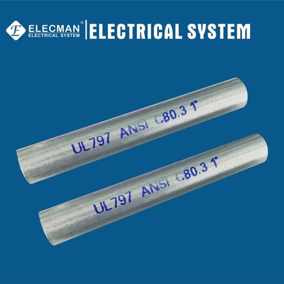 ANSI C80.3 UL797 Gi Electrical Metallic Tubing 1" EMT Pipe EMT Tube