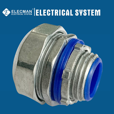 1/2 Inch Zinc Straight Liquid Tight Connector With Blue Insulator