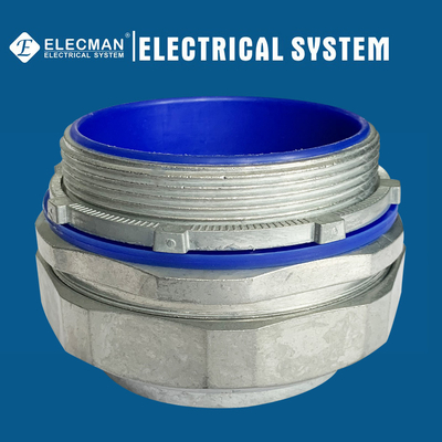4" Zinc Straight Liquid Tight Connector With Blue Insulated Throat