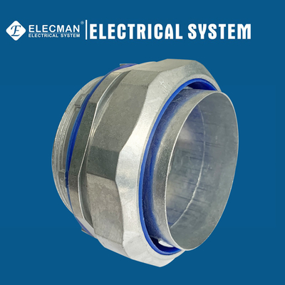 4" Zinc Straight Liquid Tight Connector With Blue Insulated Throat