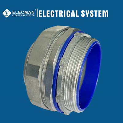4" Zinc Straight Liquid Tight Connector With Blue Insulated Throat