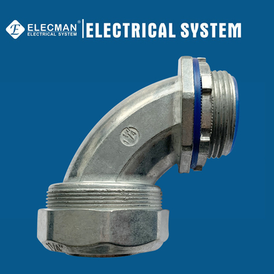 90 Degree Type Zinc Liquid Tight Connector 1-1/4" With Insulated Throat