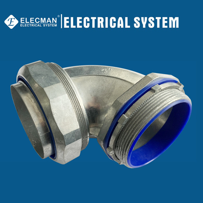 4" Zinc Straight Liquid Tight Connector With Blue Insulated Throat