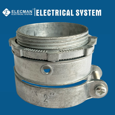 Zinc 2" Straight Squeeze Connector Flex Connector Metal Box Connector