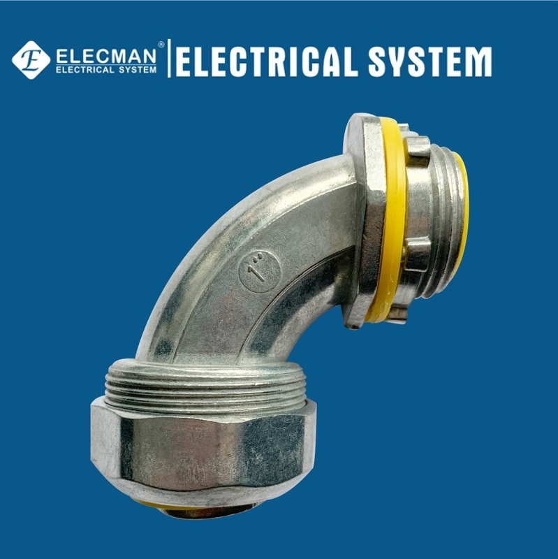 90 Degree Zinc Flexible Conduit Connector 2 Inch Liquid Tight Conduit Fittings