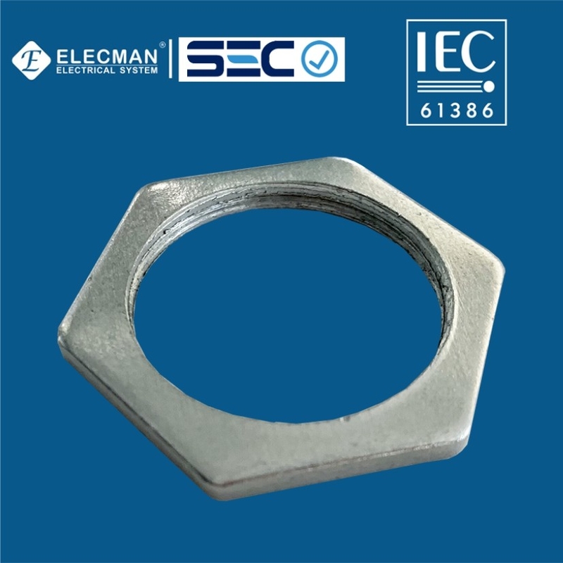Steel IEC 61386 Conduit Fittings Rigid Conduit Locknut Hexagonal Type