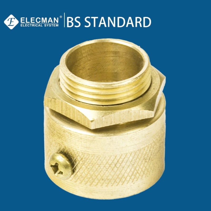 1" 2" BS Brass Fittings Conduit Male Adaptor With Screw C/W Locknut