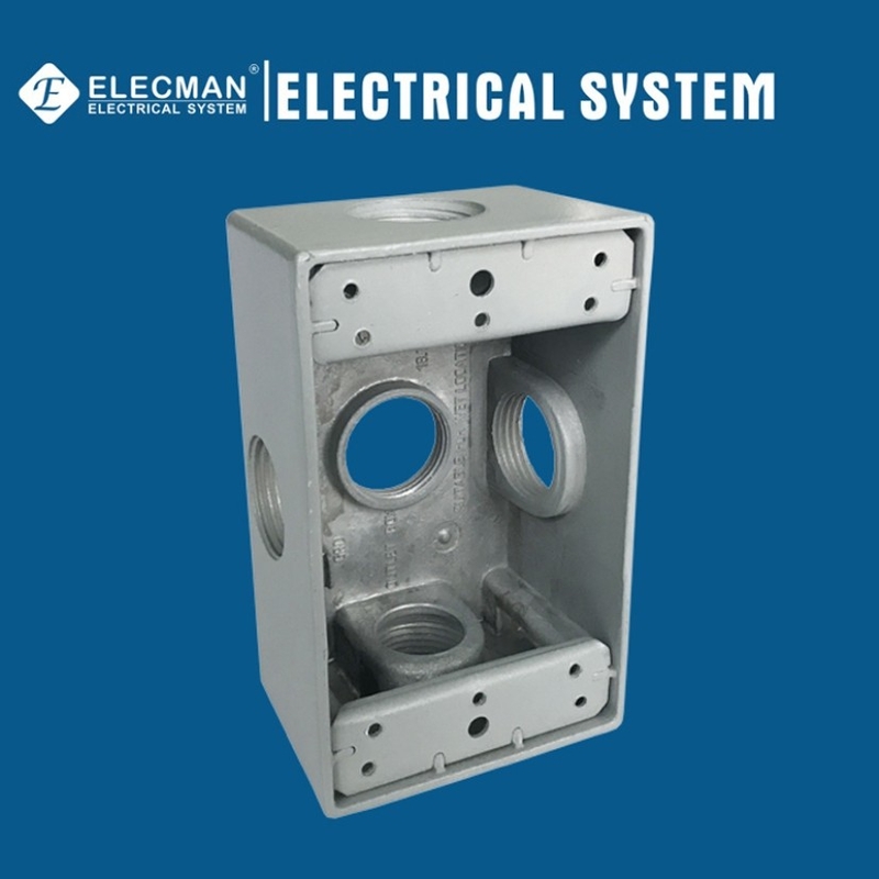 Aluminum Electrical Outdoor Outlet Box Single Gang Box With 5 X-Config Holes