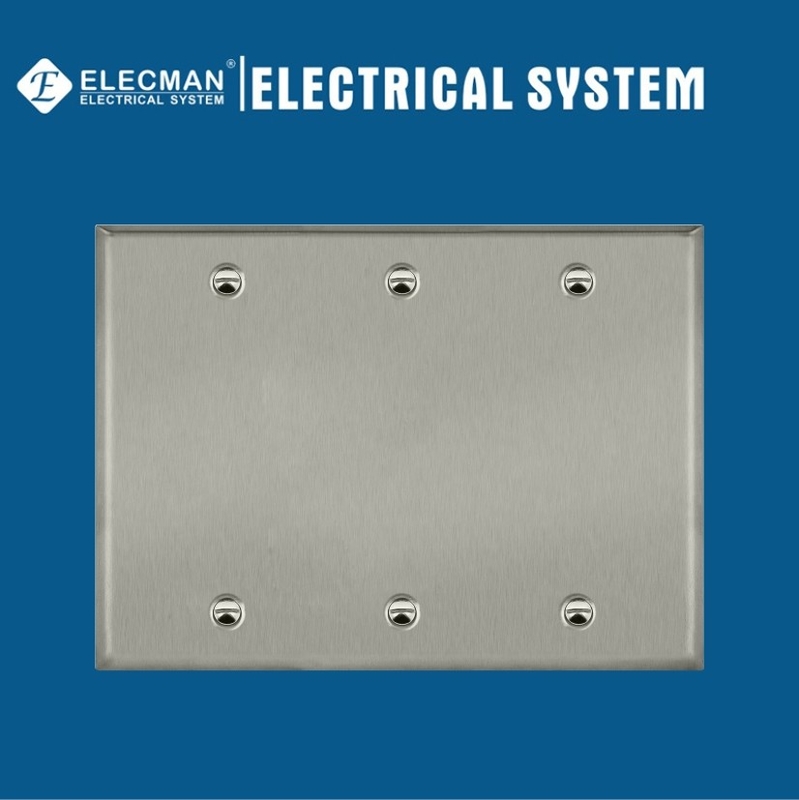 3 Gang Blank Receptacle Electrical Duplex Outlet Cover Aluminum
