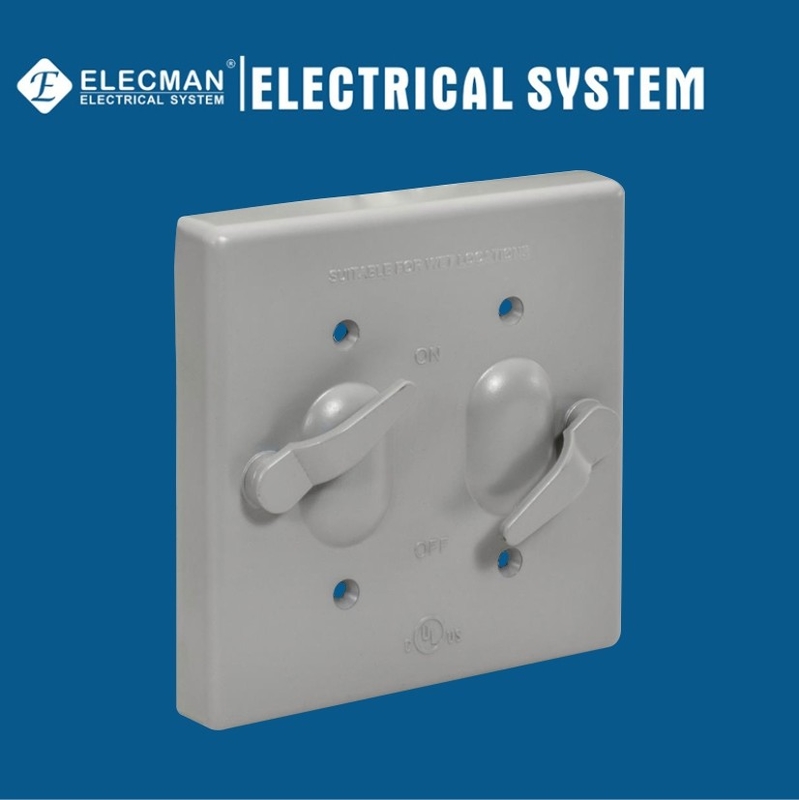 Removable 2 Levers Weatherproof Box Covers Aluminum 2 Gang Outlet