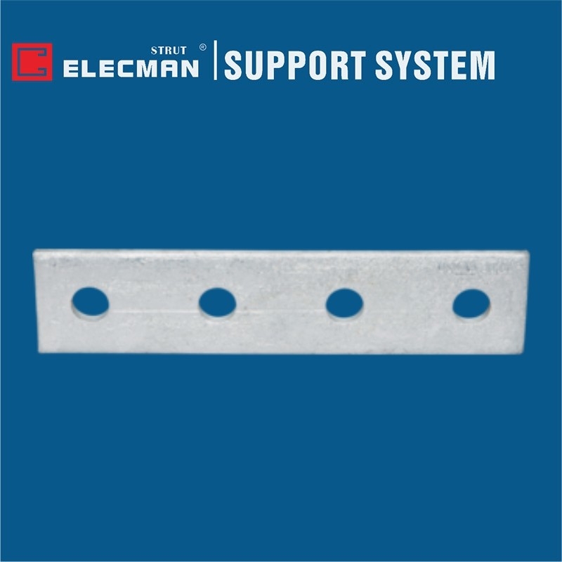 Plain Galvanized Steel Strut Flat Fittings Four Holes Splice Plates