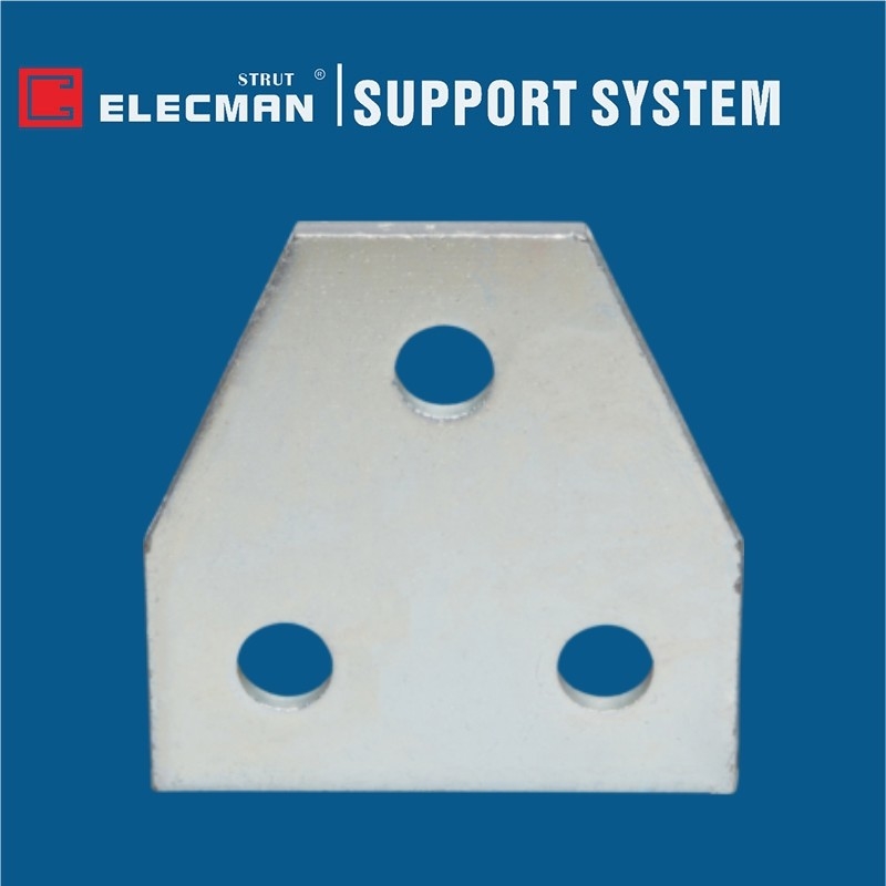 Stainless Steel Strut Flat Fittings Metal Joining Plate Three Holes