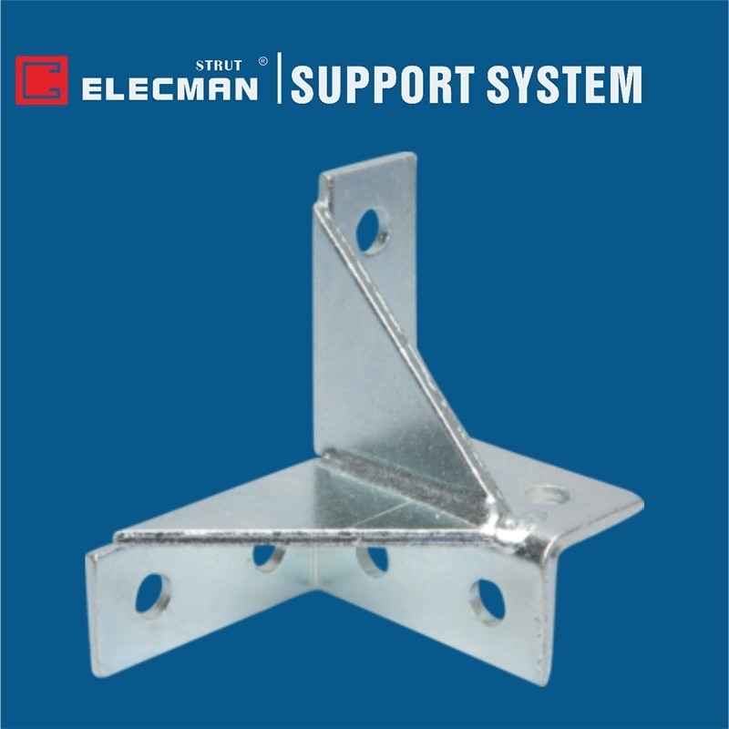 Double Wing 8 Hole Gussetted Strut Channel Connectors Wall Bracket Galvanized Steel