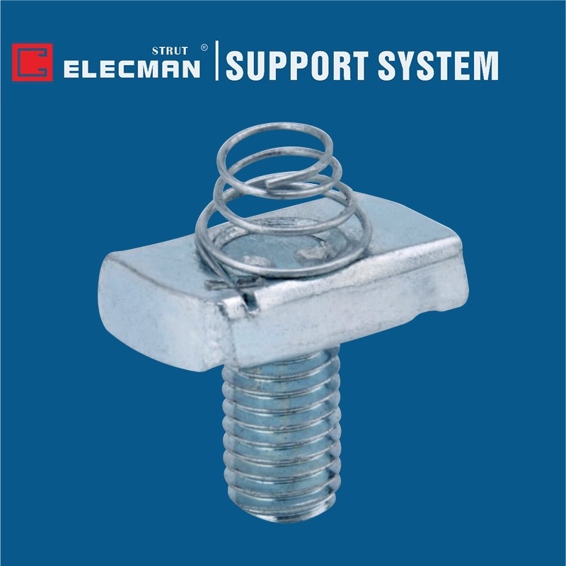 Hot Dipped Galvanized Steel Strut Short Spring Channel Nuts With Stud