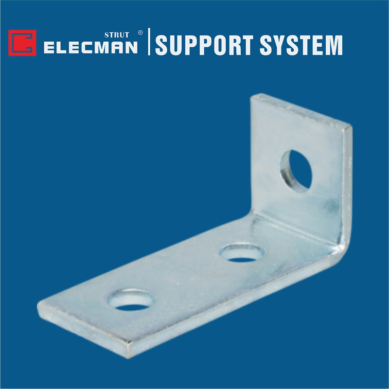 Electro Galvanized Steel Strut Angle Fittings Three Holes Corner 90 Degree Angle Strut Bracket