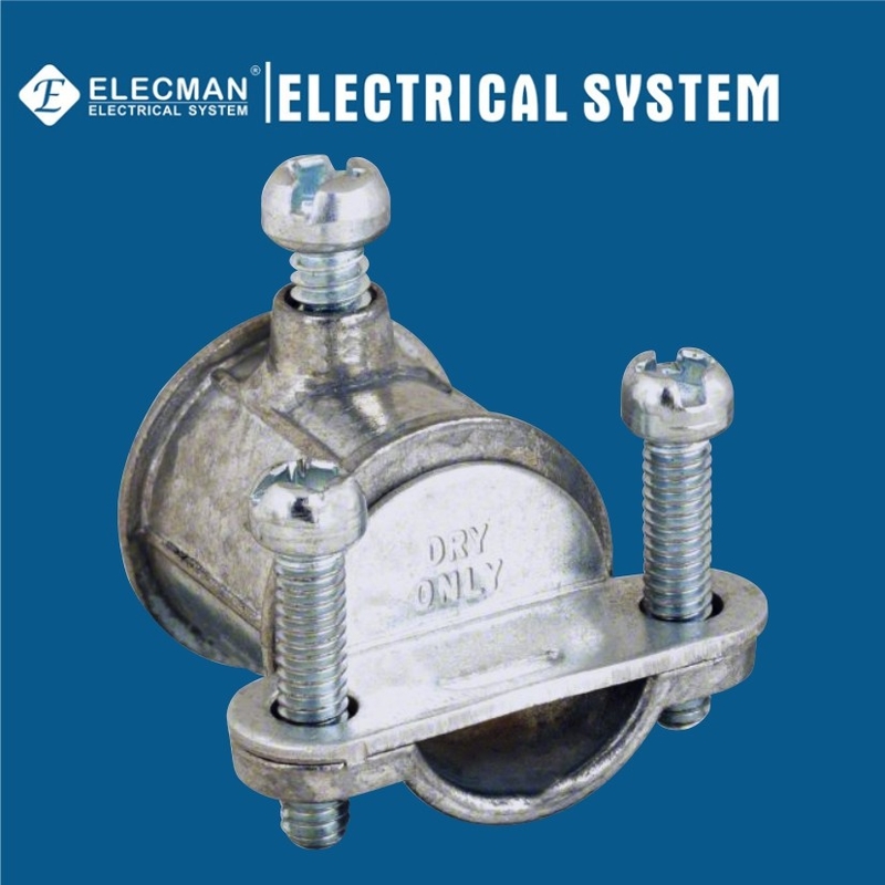 Zinc Die Cast Combination EMT to Flex Couplings Two Screw Squeeze Type